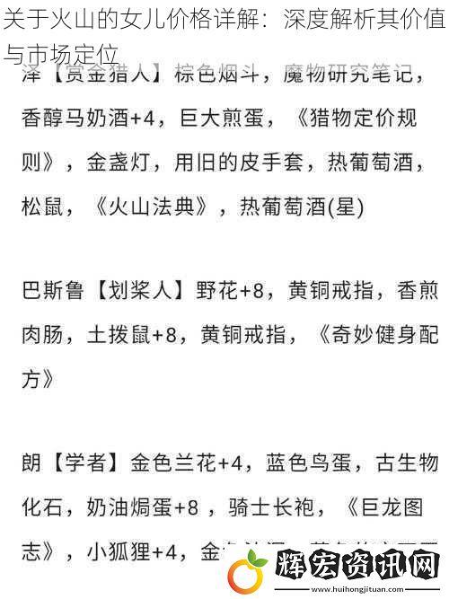 關(guān)于火山的女兒價(jià)格詳解：深度解析其價(jià)值與市場(chǎng)定位